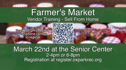 Farmer's Market Vendor Training Classes Promo