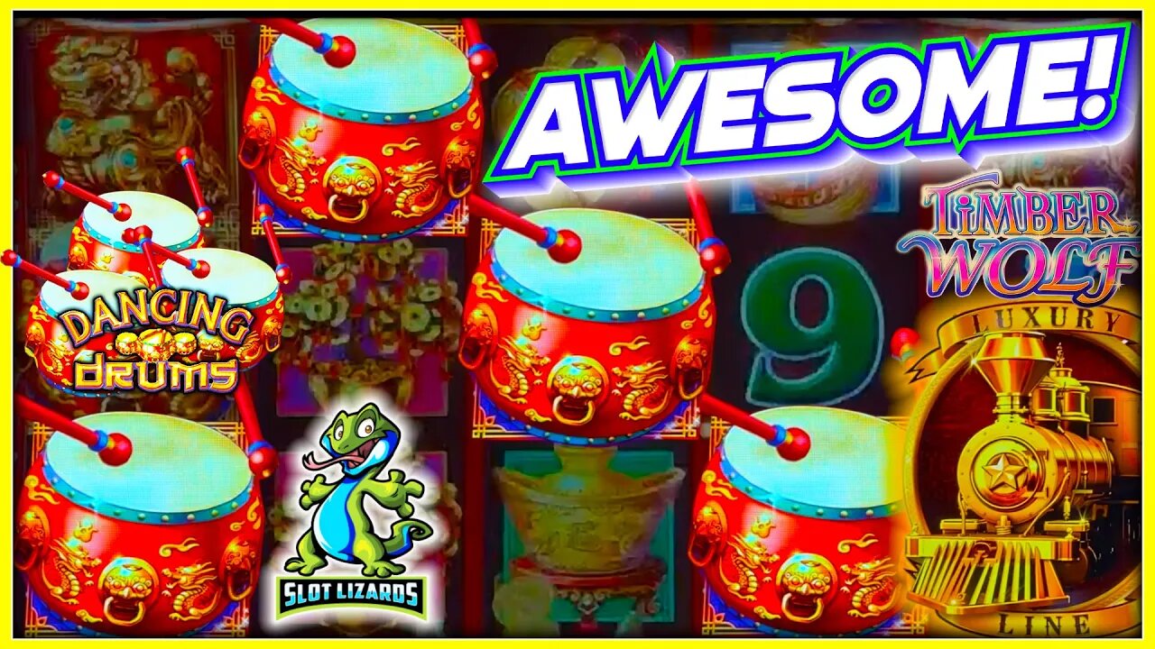 DOUBLE YOUR PLEASURE BIG WIN! Dancing Drums VS Luxury Line Timberwolf Slots HIGHLIGHT