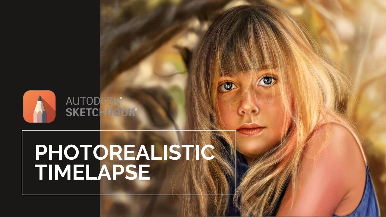Digital Portrait Painting - Photorealistic Hair, skin, lips, eyes - on Sketchbook Pro