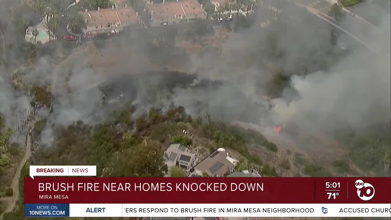 Brush fire near homes knocked down