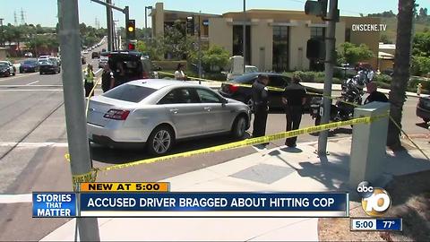 Authorities: Accused driver bragged about hitting Oceanside officer
