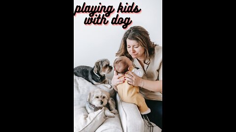 playing kids with dog