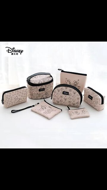 Disney Original Mickey Women's Cosmetic Bag Large-capacity Portable Combination 7-Piece