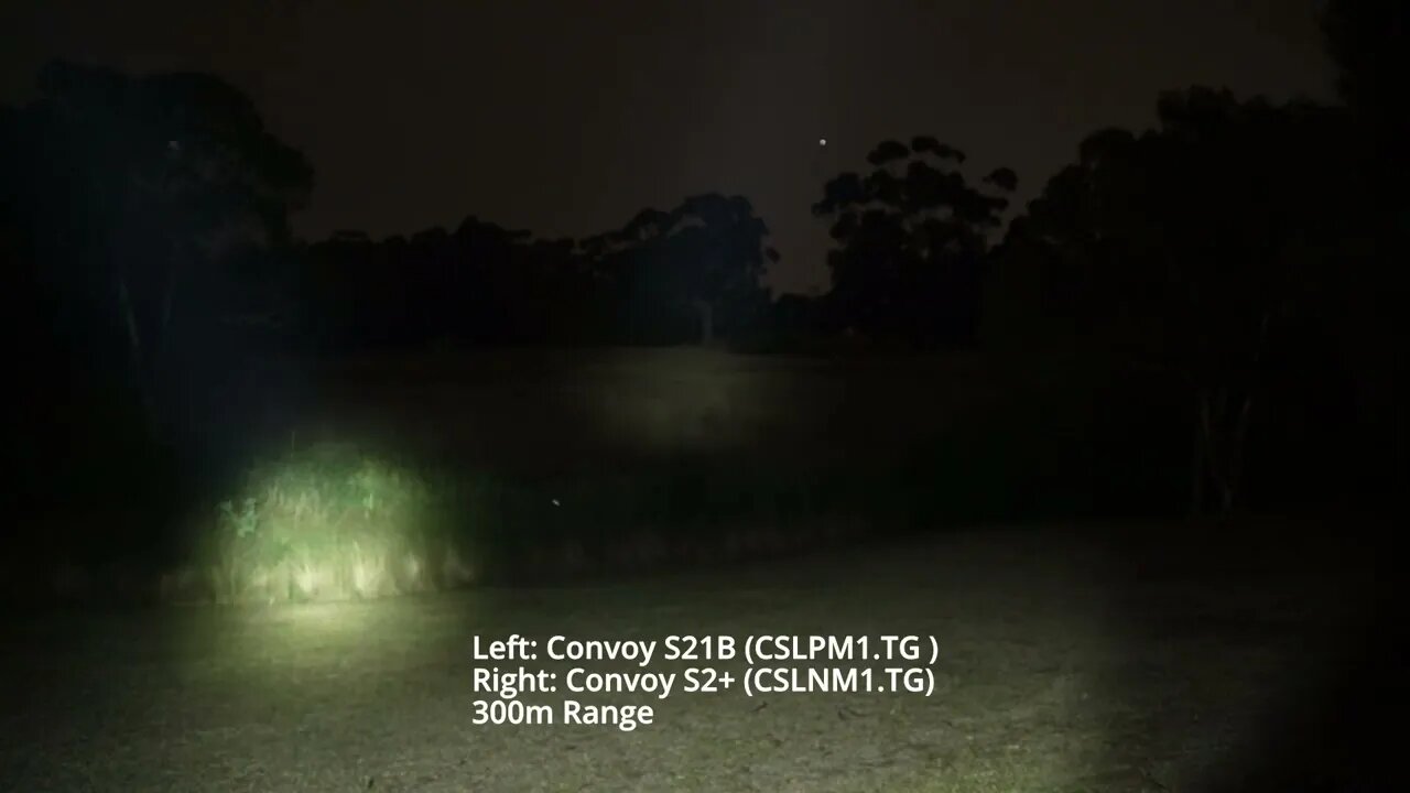 Flashlight Comparison Beamshots: Convoy S21B vs Convoy S2+