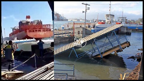 Ship loses control and hits Ferry in Brazil