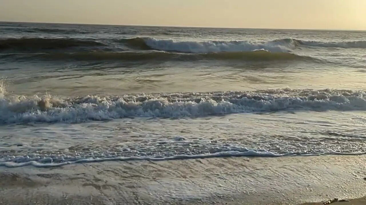 The tide is high and the sun sets.