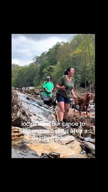 Civilians rescuing dogs after Hurricane Helene — Biden will claim it was his canoe