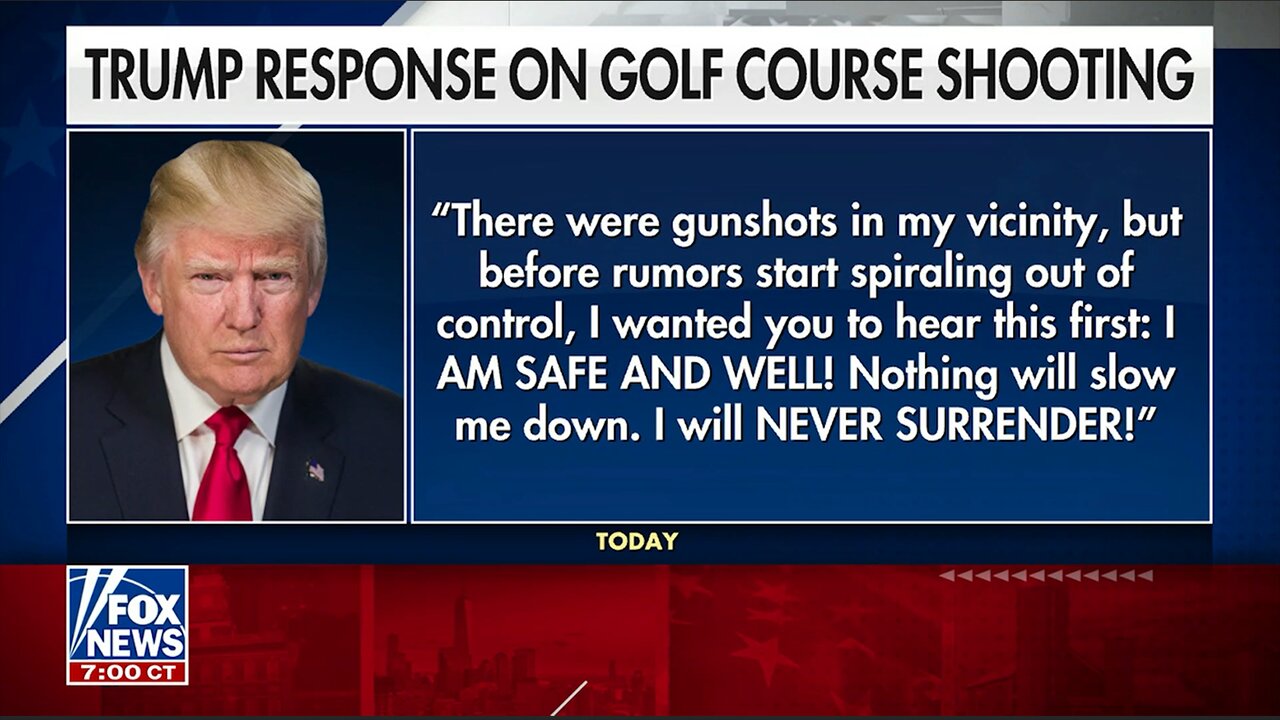 'NEVER SURRENDER' Trump's Determined Message After Gunfight Erupted on his Golf Course