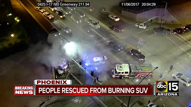 Serious fiery crash between two SUVs in Phoenix