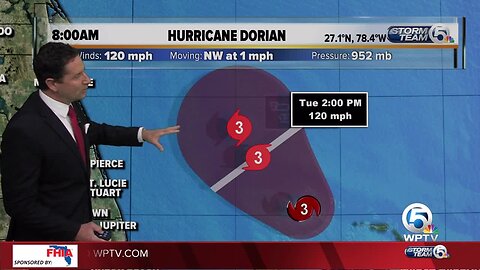 8 a.m. Tuesday Dorian update