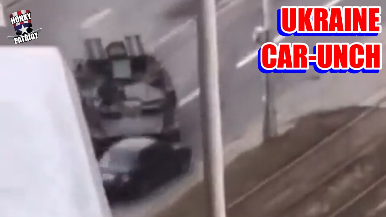 Ukraine War Footage Including Armored Vehicle Running Over Car