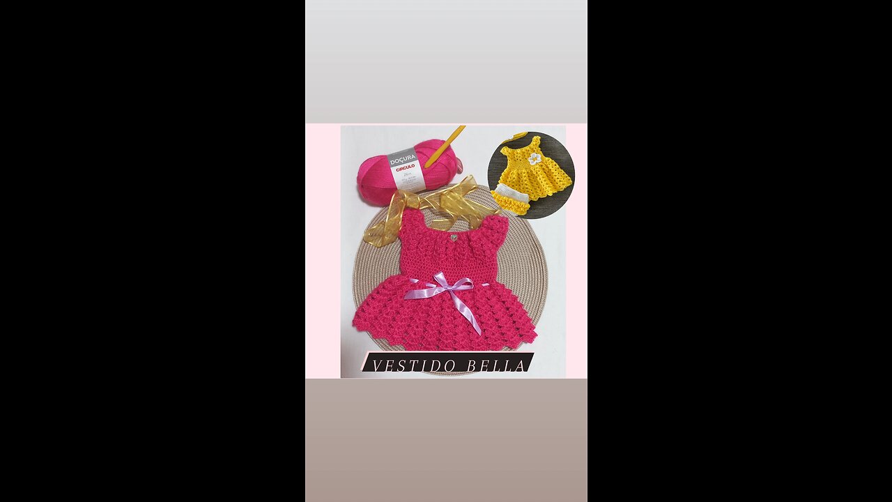 Vestido Bella crochê para bebê (0 a 4 meses)