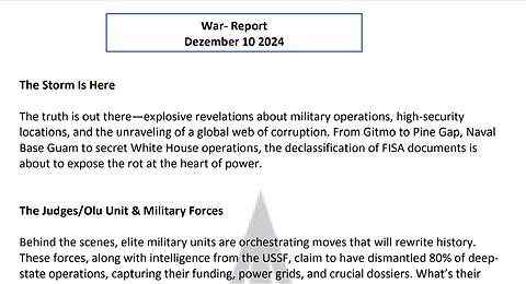 WAR REPORT - THE STORM IS HERE