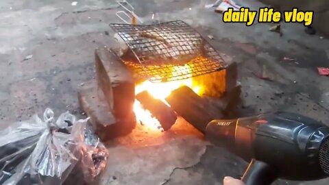 your brother's charcoal grilled fish and a few glasses of wine