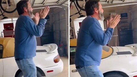 Grandpa has hilarious reaction to kids arriving home