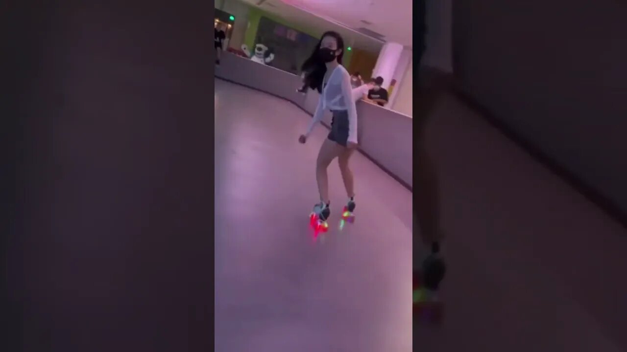 Slender Chinese Girl Is The Queen Of The Skating Rink