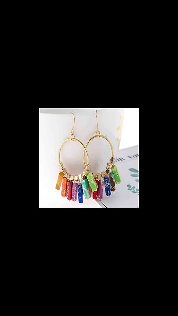 MULTI - COLORED STONE DANGLE EARRINGS