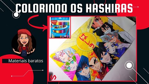 Colorindo com os lápis de cor da Maped 24 cores #drawing #demonslayer #hashiras