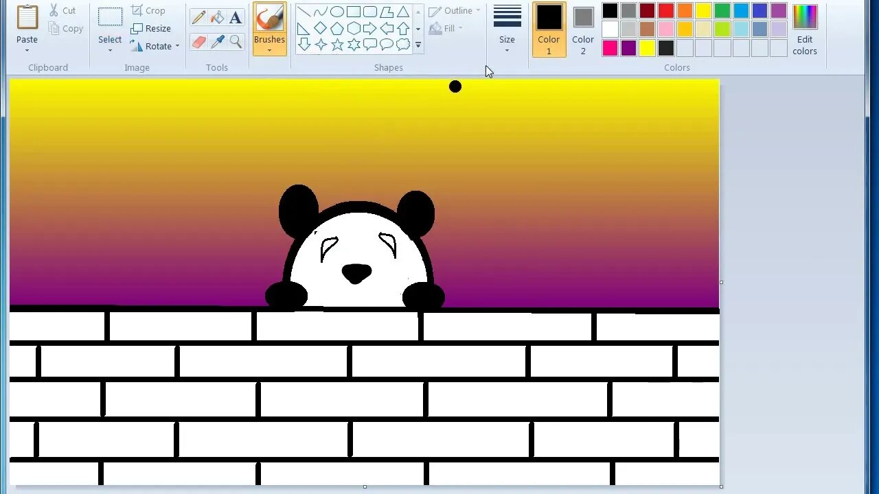 How to Draw a Panda in The Park in MS Paint