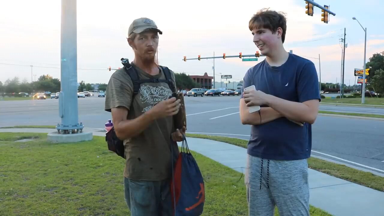 giving a random homeless man $10 000