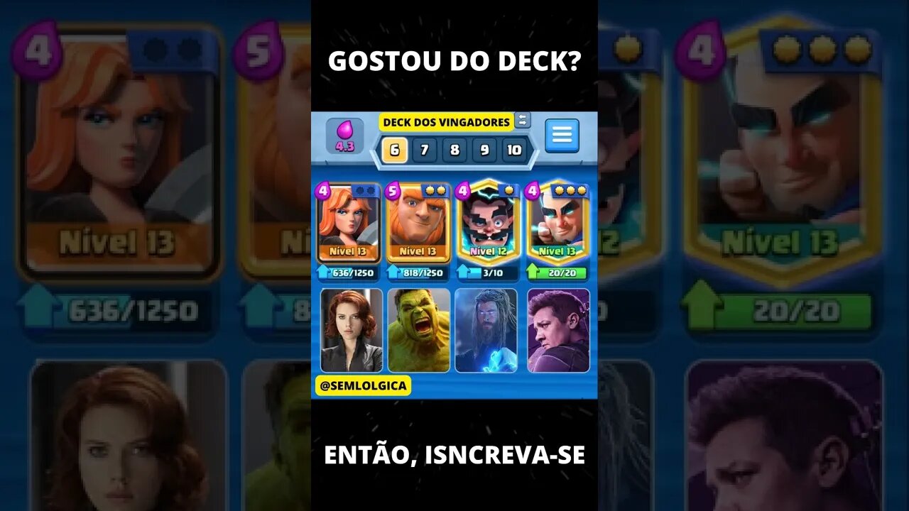 DECK DO VINGADORES CLASH ROYALE #shorts #clashroyal #clash #clashroyale #royale #supercell