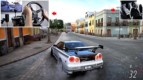 Drifting Skyline R34 in City - Forza Horizon 5