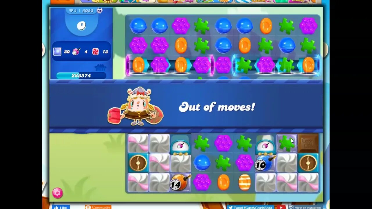 Candy Crush Level 6052 Talkthrough, 33 Moves 0 Boosters