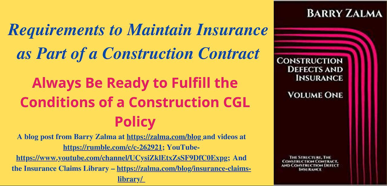 Requirements to Maintain Insurance as Part of a Construction Contract