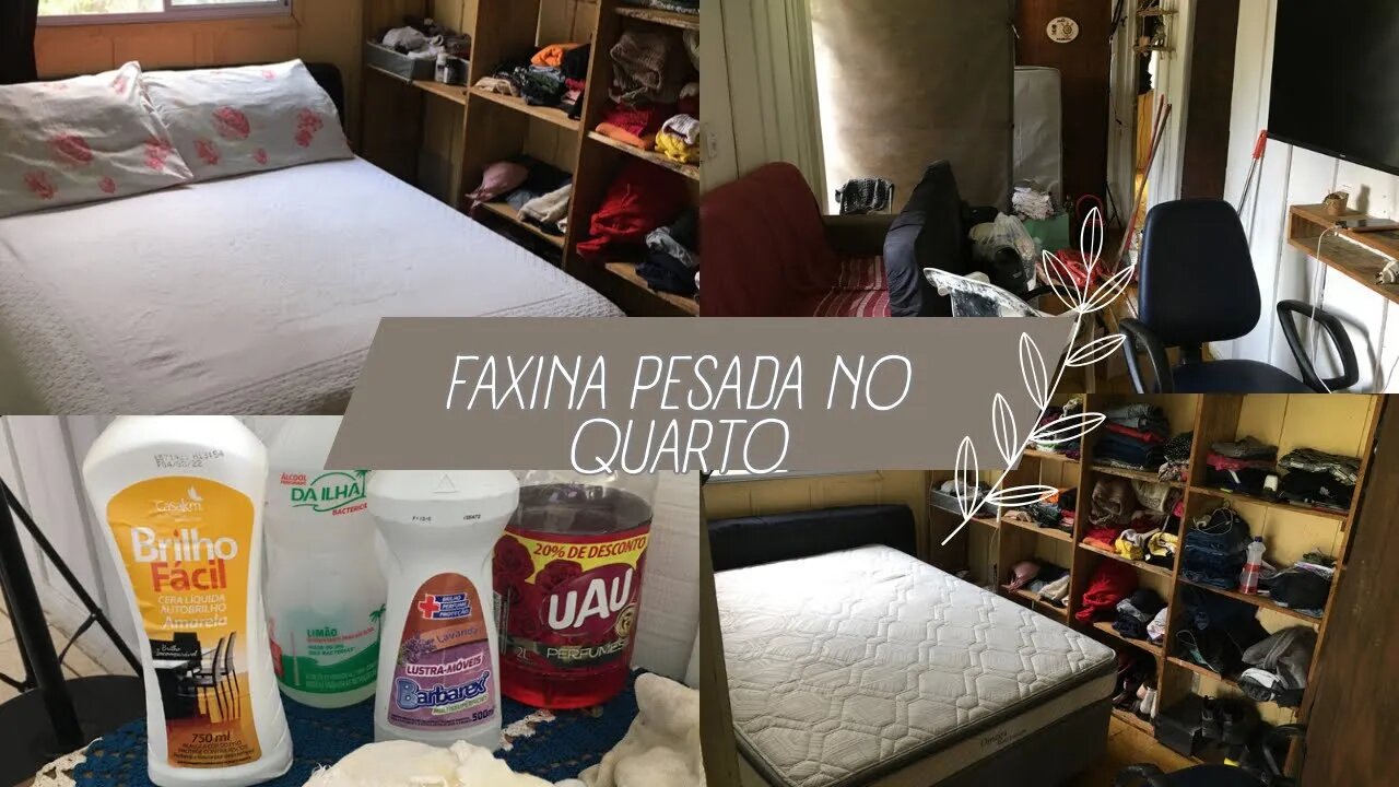 Faxina pesada no quarto do casal- Foram quase 3 horas limpando um quarto- Vlog