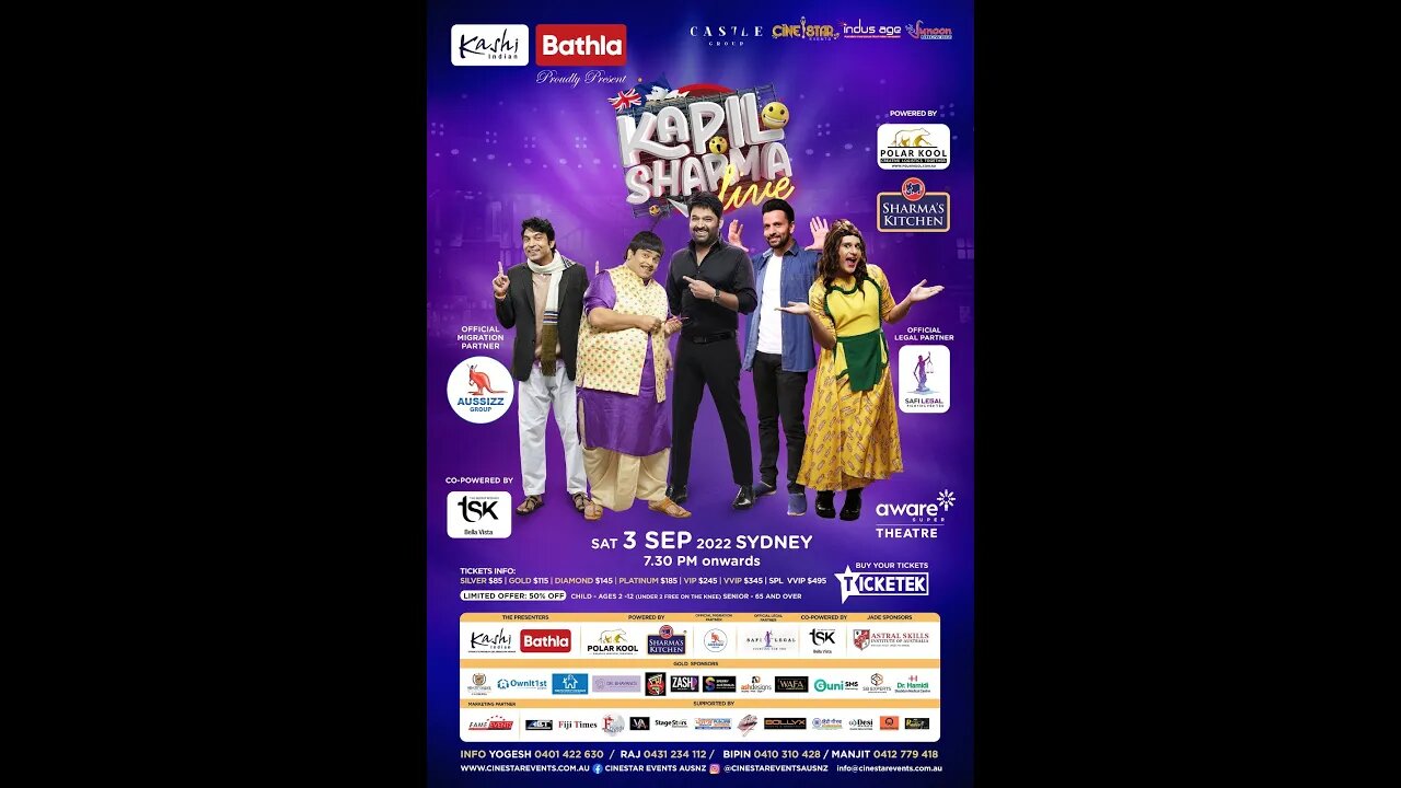 Kapil Sharma Live at Sydney, 3rd Sep, 2022, 7:30pm onwards