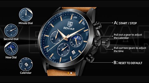 BY BENYAR Mens Watches Analog Quartz Waterproof Wrist Watch for Men