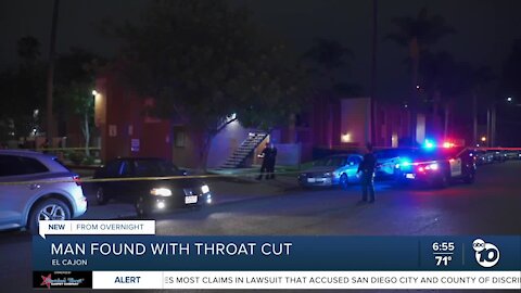 Police: Man found with throat cut in El Cajon dies