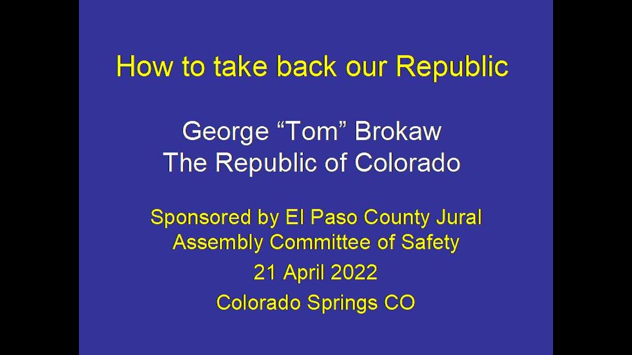 Tom Brokaw talk Apr 2022 Colorado Springs part 1