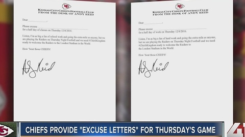 Coach Reid writes Chiefs fans excuse note to miss work