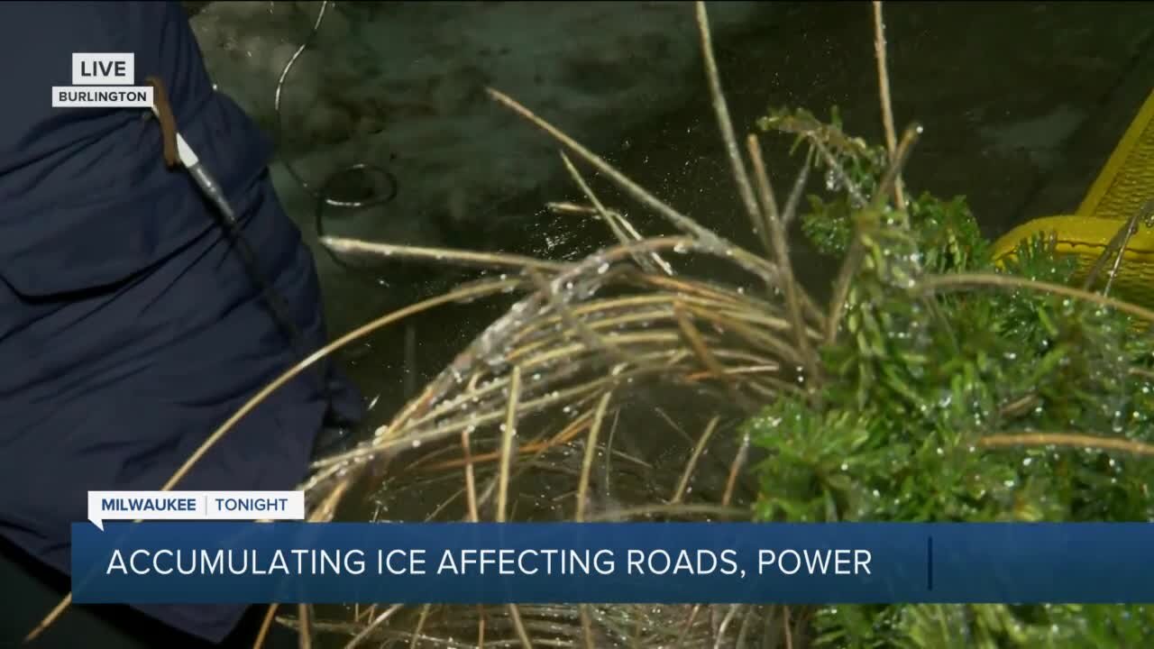 Accumulating ice affecting roads, power in Burlington