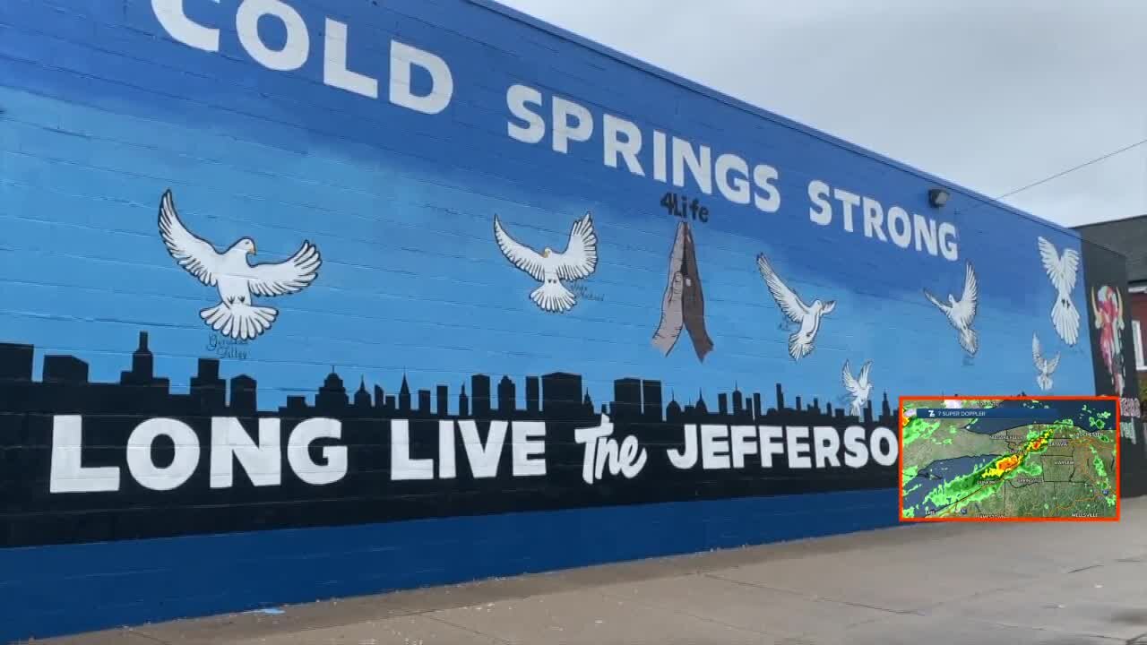 “Long Live The Jefferson 10” mural stapled in memory of ten victims killed at the Tops on Jefferson Avenue