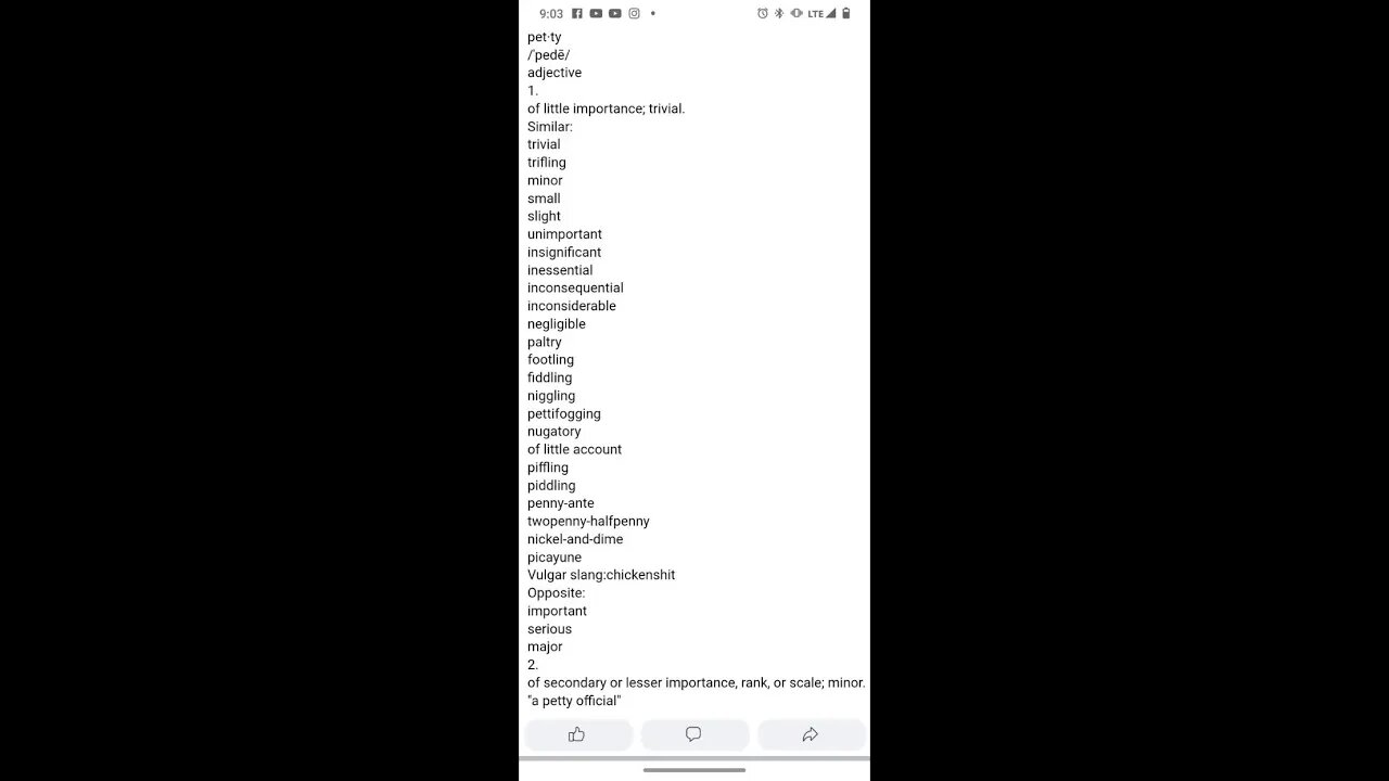 Petty people are inferior by admission, it's not my opinion