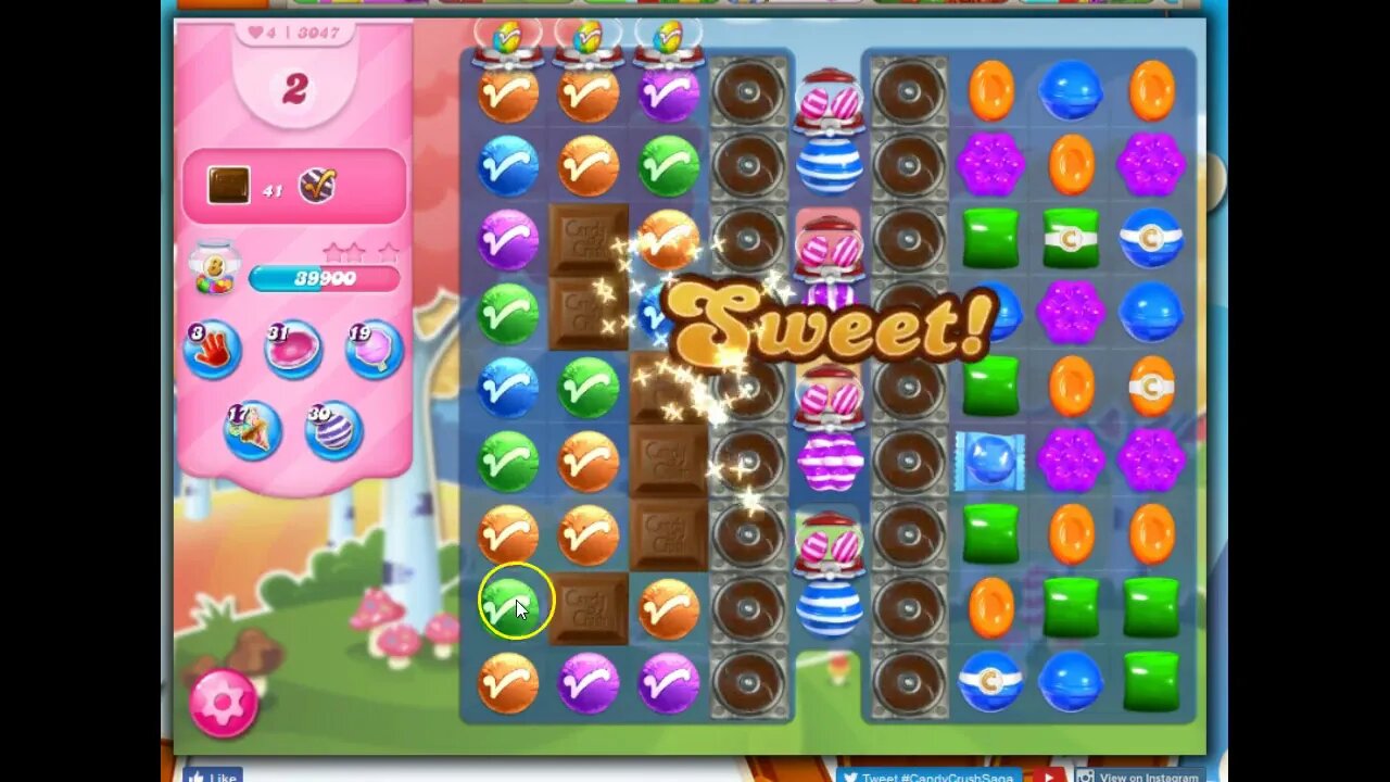 Candy Crush Level 3047 Talkthrough, 17 Moves 0 Boosters