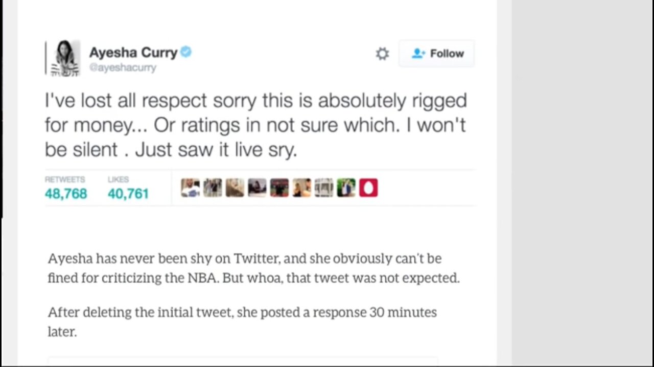 'STEPH CURRY'S WIFE AYESHA CURRY EXPOSES NBA AS BEING RIGGED! PROOF ILLUMINATI FIXES GAMES!' - 2016