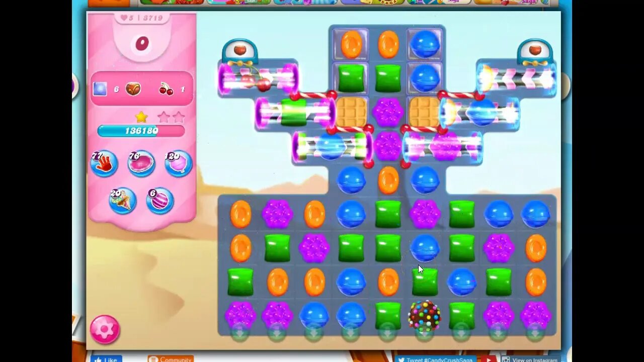 Candy Crush Level 3719 Talkthrough, 23 Moves 0 Boosters