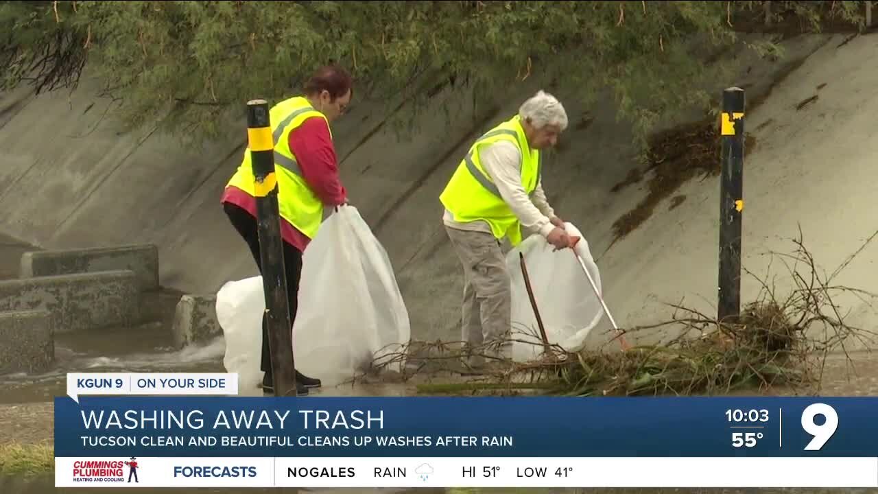 Tucson Clean and Beautiful cleans up trash at washes after it rains