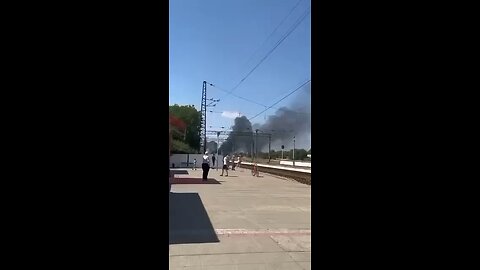 After the explosions in Crimea, a fire broke out at the railway station in Oktyabrsky.