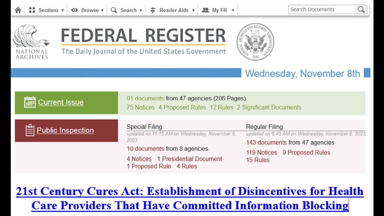 Federal Register Report: 21st Century Cures Act