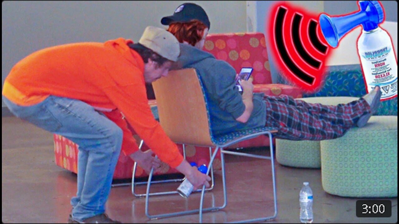 Chair Pulling Air Horn Prank!!