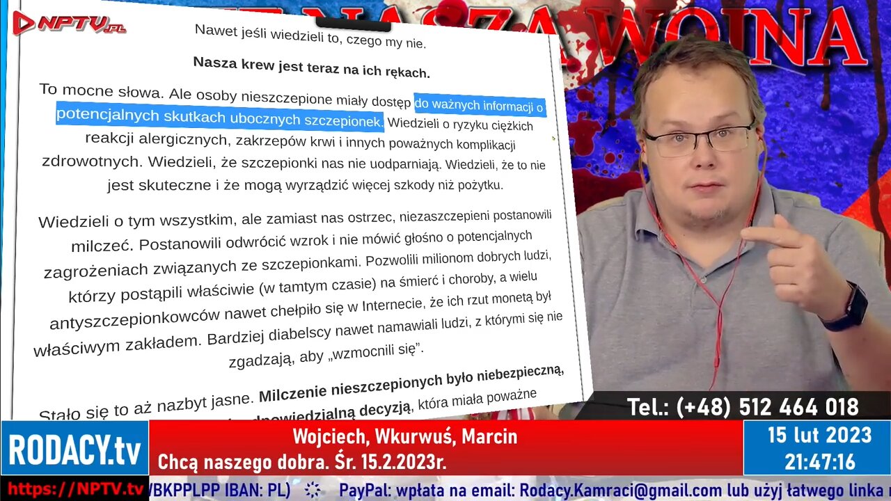 Chcą naszego dobra - Wojciech Olszański obecny! Osadowski NPTV (15.02.2023)