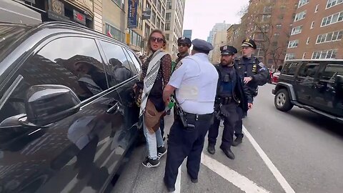 N(J)ew York police assaults on peaceful march that was held in support of Palestine.