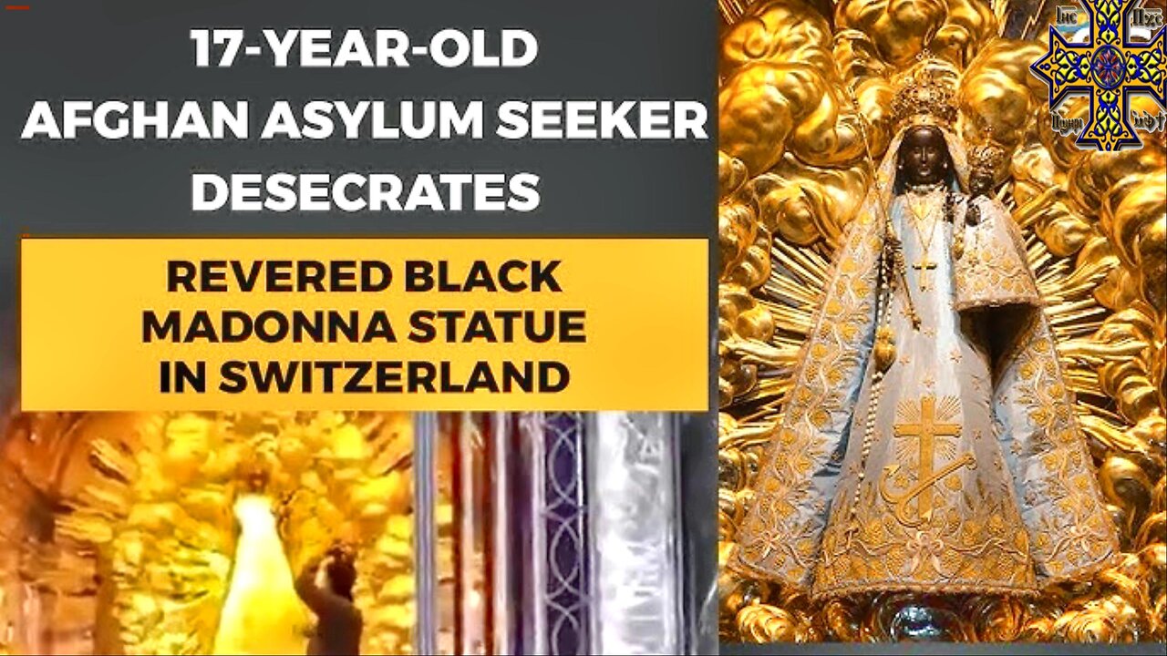 Afghan Muslim Desecrates The Famous Black Madonna of Switzerland in front of Praying Christians