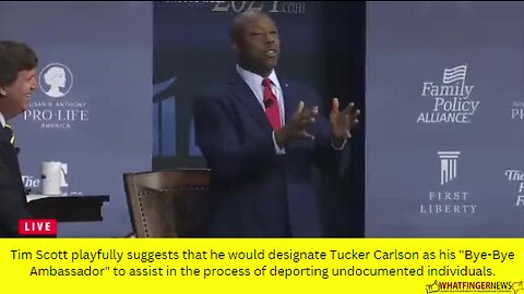 Tim Scott playfully suggests that he would designate Tucker Carlson as his "Bye-Bye Ambassador"