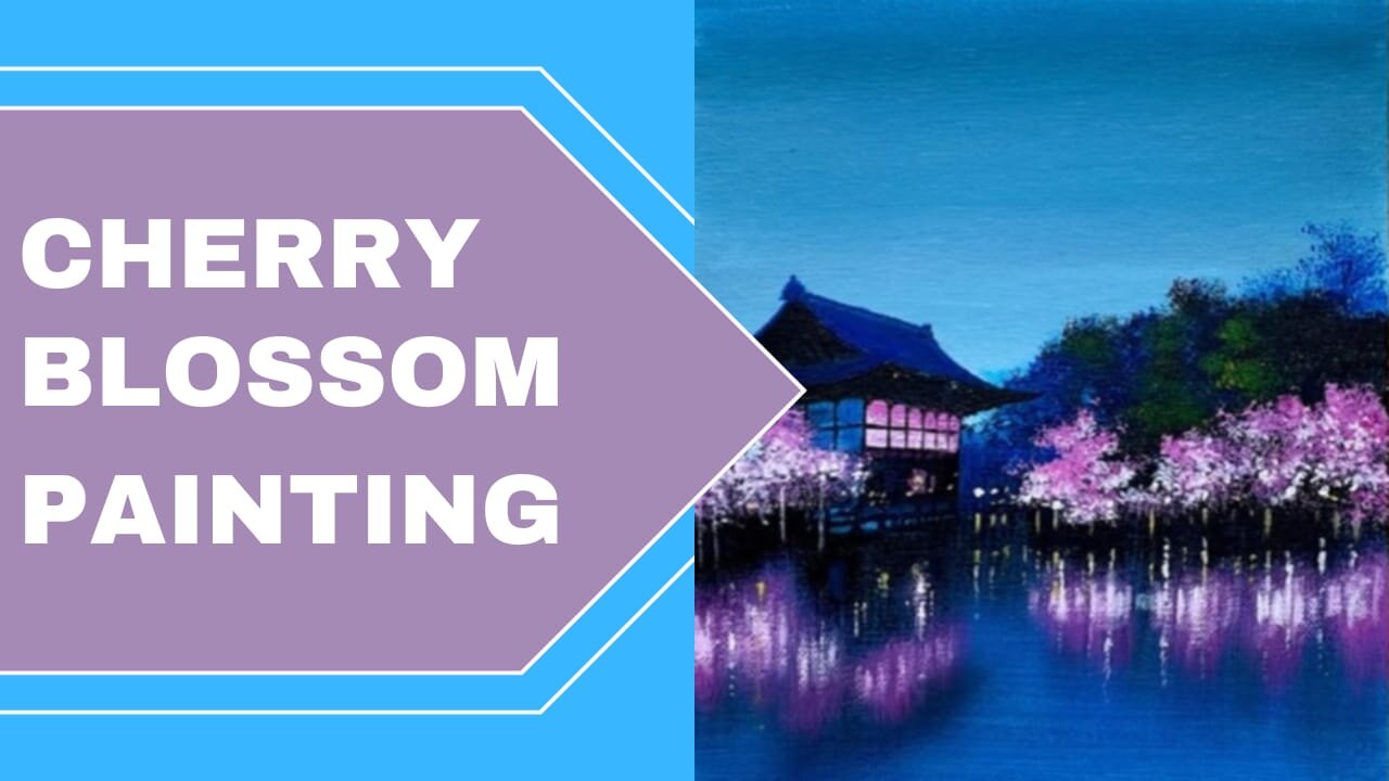 How to Draw Cherry Blossom Night Scenery / Acrylic Painting