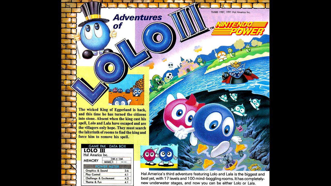 Adventures of Lolo 3 (NES) Nintendo Power Walkthrough Strategy guide